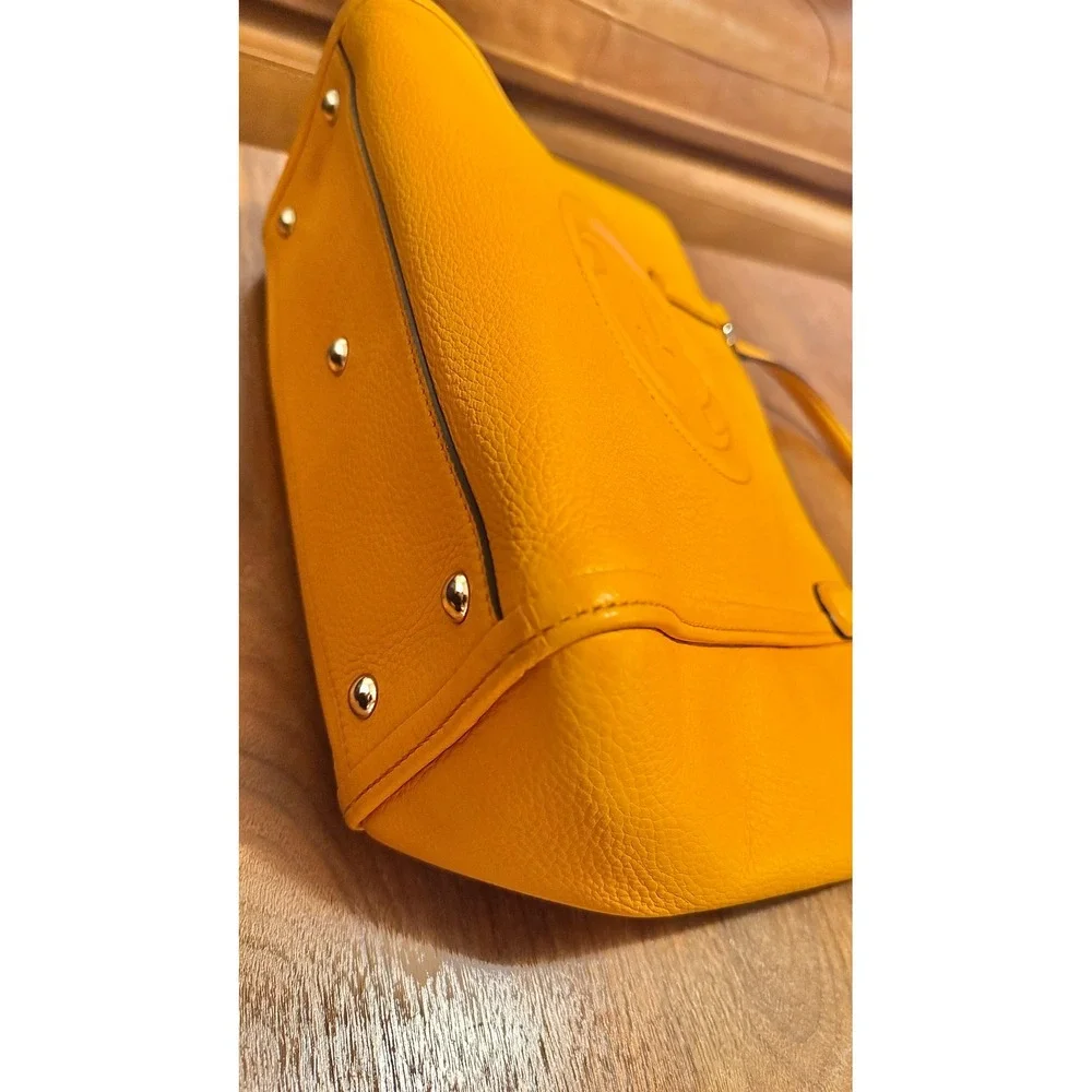 Gucci Soho Small Leather Tote Orange Pebbled Interlocking G Tassel Handbag